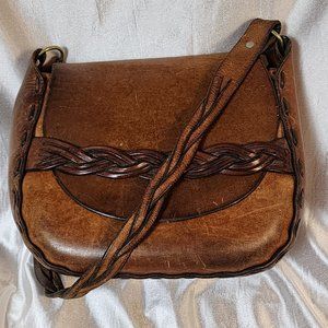 Vintage Thick Leather Handmade Hobo Style Shoulder Bag Large Size EXCELLENT